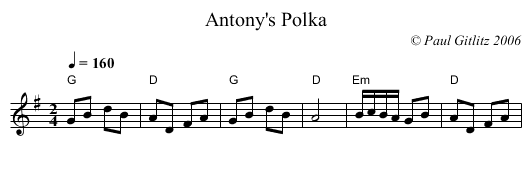 Antony's Polka - staff notation