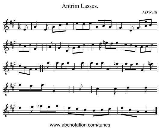 Antrim Lasses. - staff notation