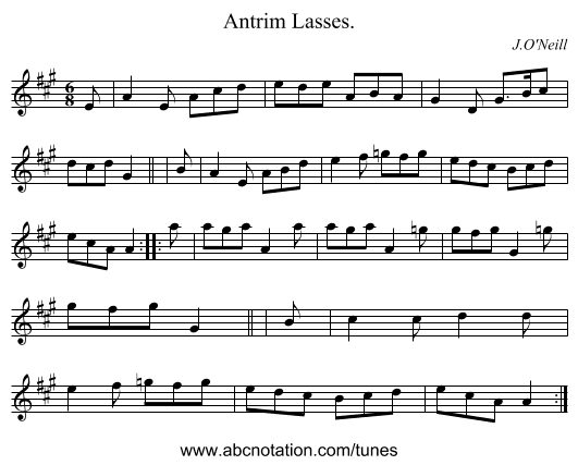 Antrim Lasses. - staff notation