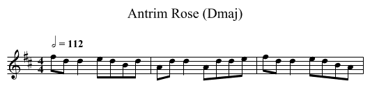 Antrim Rose (Dmaj) - staff notation