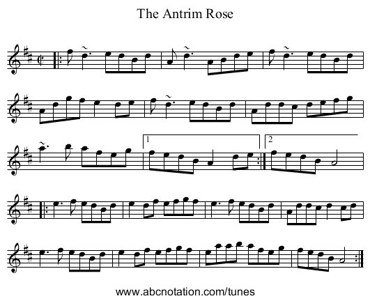 Antrim Rose, The - staff notation