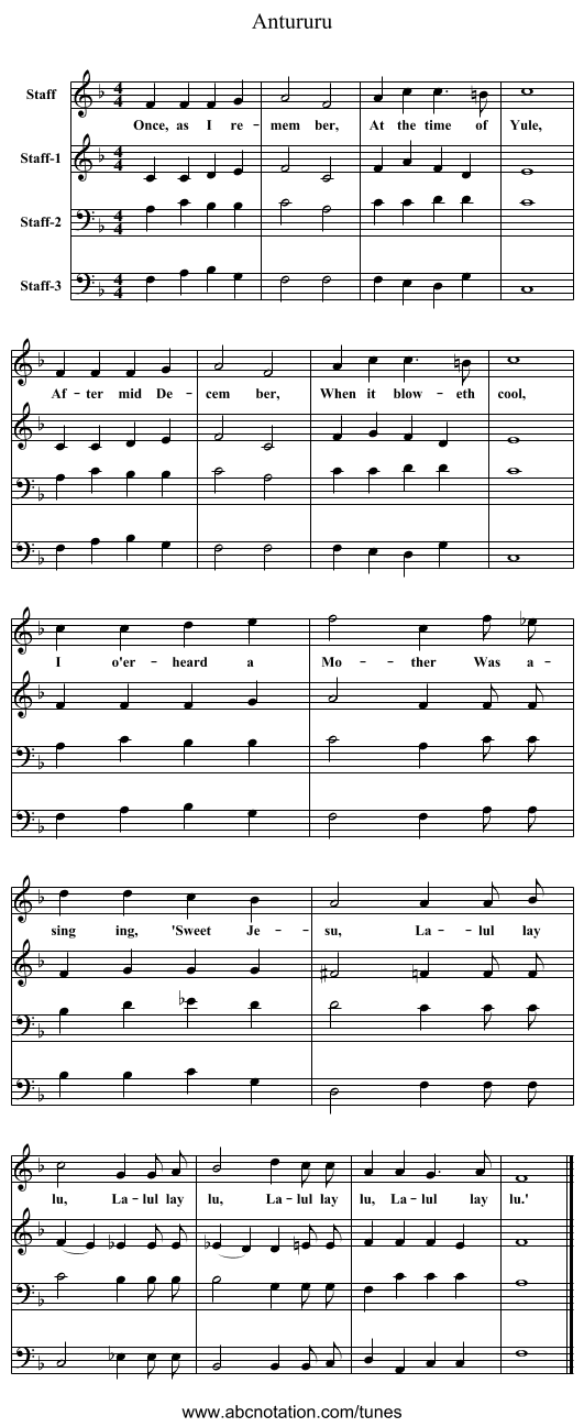 Antururu - staff notation