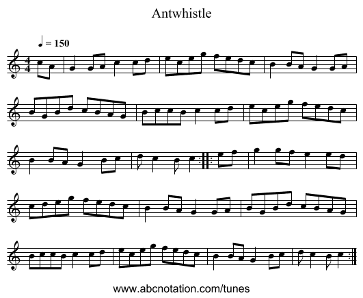 Antwhistle - staff notation