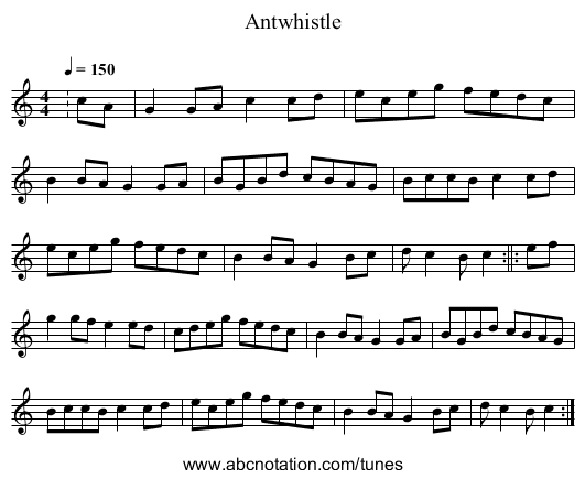 Antwhistle - staff notation