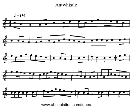 Antwhistle - staff notation