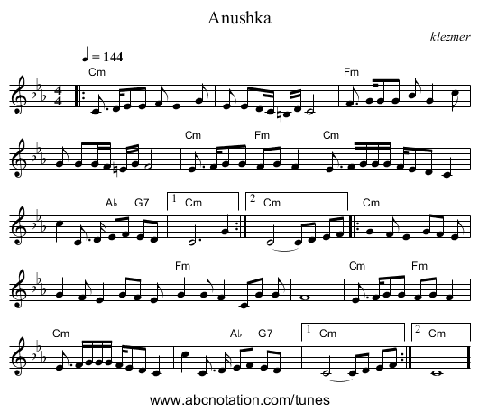 Anushka - staff notation