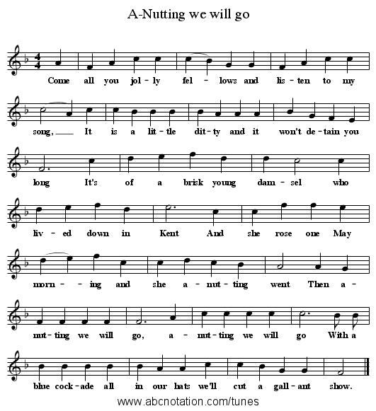 A-Nutting we will go - staff notation