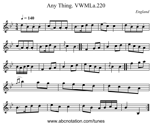 Any Thing. VWMLa.220 - staff notation