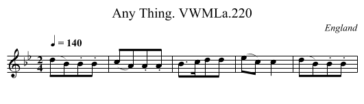 Any Thing. VWMLa.220 - staff notation