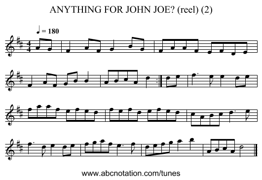 ANYTHING FOR JOHN JOE? (reel) (2) - staff notation