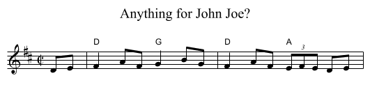 Anything for John Joe? - staff notation