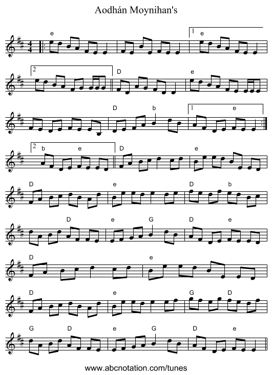 Aodhán Moynihan's - staff notation