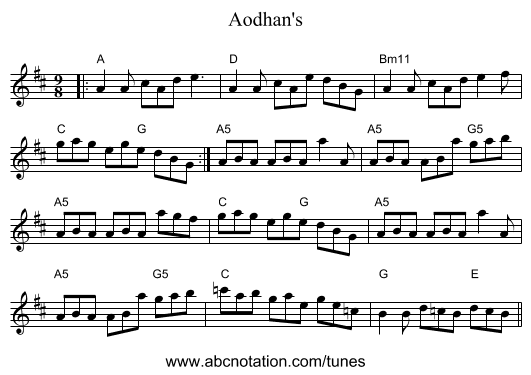 Aodhan's - staff notation