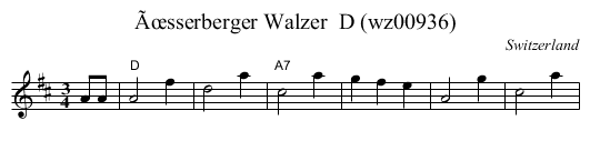 Ãœsserberger Walzer  D (wz00936) - staff notation