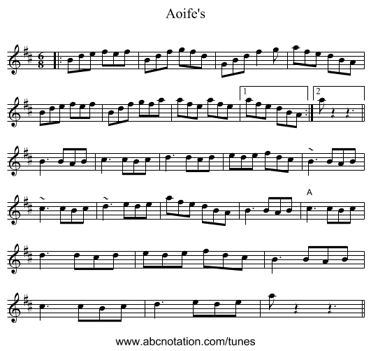 Aoife's - staff notation