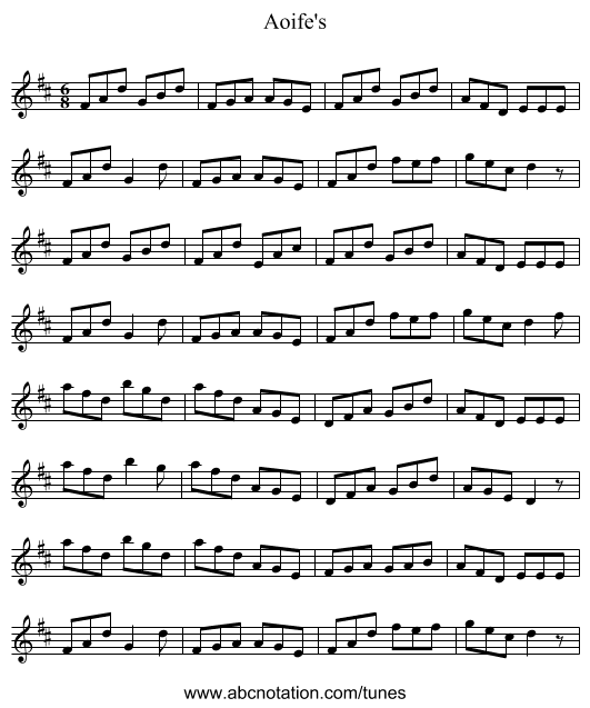 Aoife's - staff notation