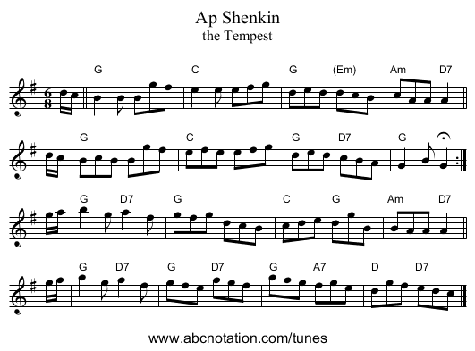 Ap Shenkin - staff notation