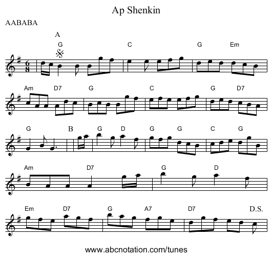 Ap Shenkin - staff notation