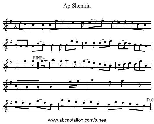 Ap Shenkin - staff notation
