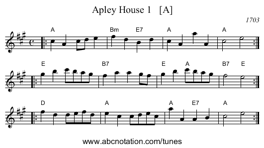 Apley House 1   [A] - staff notation