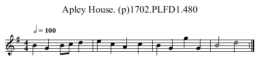 Apley House. (p)1702.PLFD1.480 - staff notation