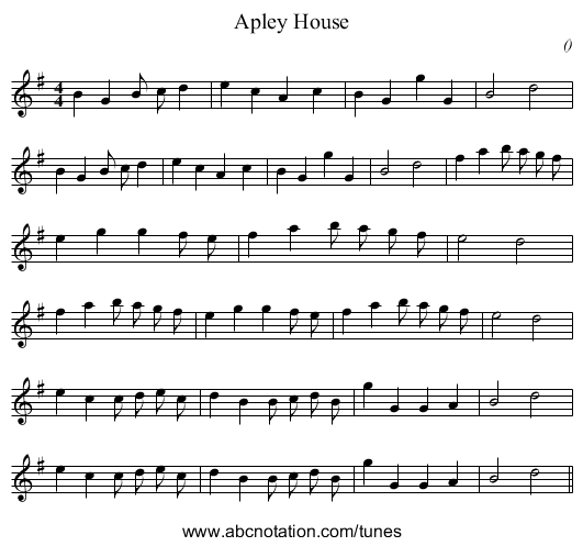 Apley House - staff notation