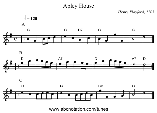 Apley House - staff notation