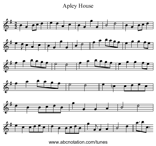Apley House - staff notation
