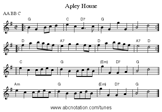 Apley House - staff notation