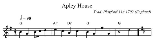 Apley House - staff notation