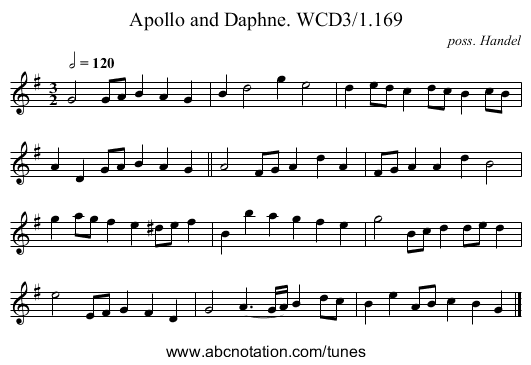 Apollo and Daphne. WCD3/1.169 - staff notation