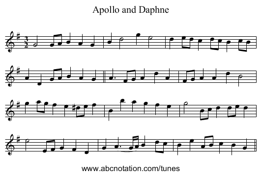 Apollo and Daphne - staff notation