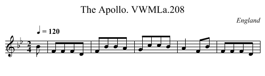 Apollo. VWMLa.208, The - staff notation