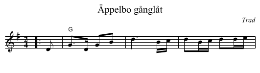 &Auml;ppelbo g&aring;ngl&aring;t - staff notation