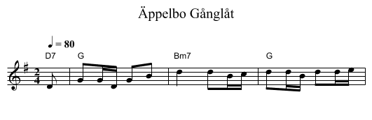 Äppelbo Gånglåt - staff notation