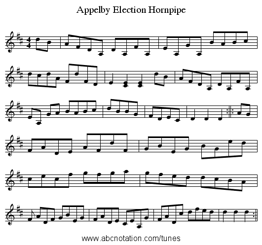 Appelby Election Hornpipe - staff notation