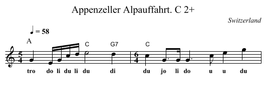 Appenzeller Alpauffahrt. C 2+ - staff notation