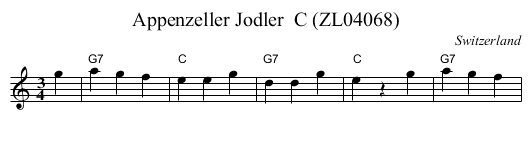 Appenzeller Jodler  C (ZL04068) - staff notation