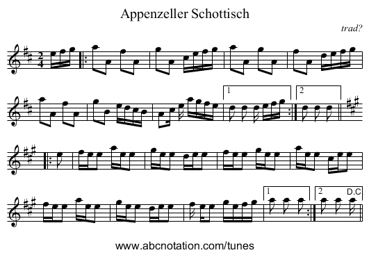 Appenzeller Schottisch - staff notation