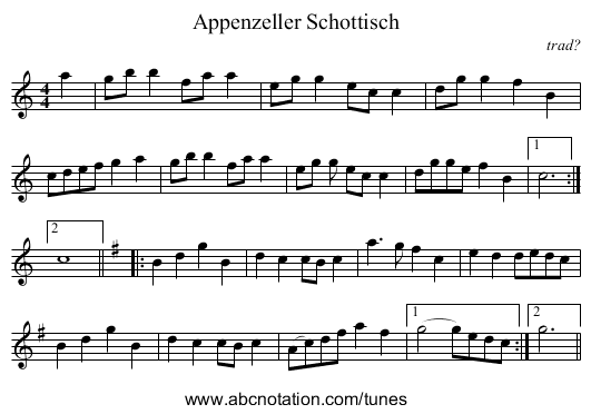 Appenzeller Schottisch - staff notation