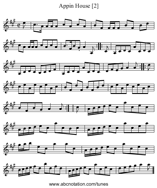 Appin House [2] - staff notation