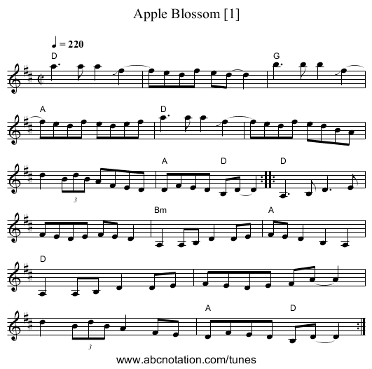 Apple Blossom [1] - staff notation