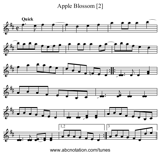 Apple Blossom [2] - staff notation