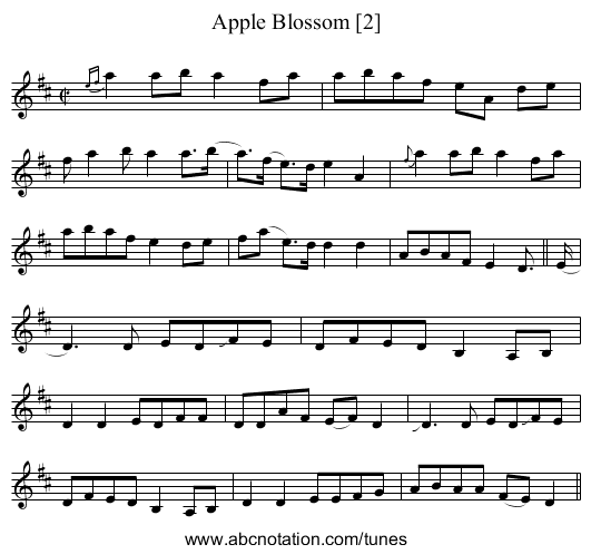 Apple Blossom [2] - staff notation