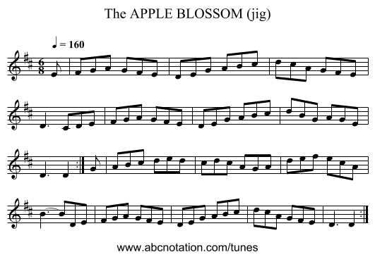 APPLE BLOSSOM (jig), The - staff notation