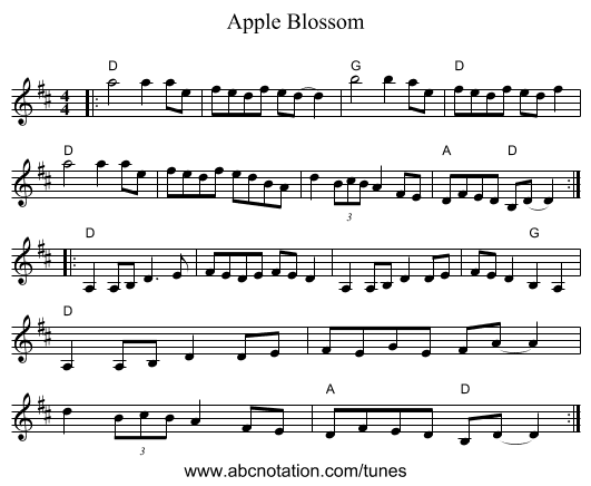 Apple Blossom - staff notation