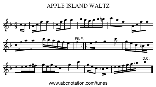 APPLE ISLAND WALTZ - staff notation