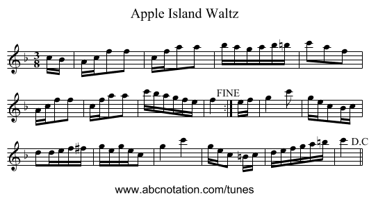 Apple Island Waltz - staff notation
