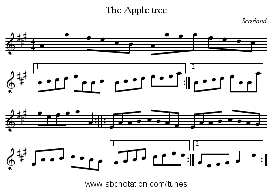 Apple tree, The - staff notation