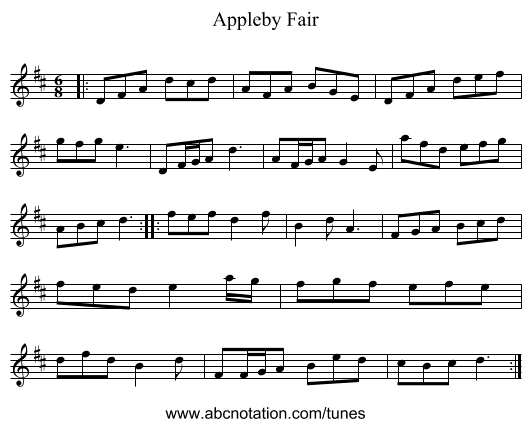 Appleby Fair - staff notation